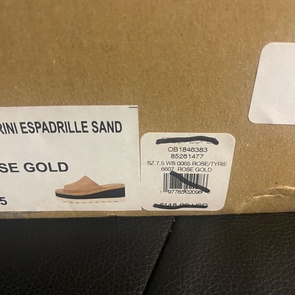 ❌Sold❌Free People Santorini Espadrille Platform Sandal Sz 7.5 RoseGold Leather - Picture 7 of 7